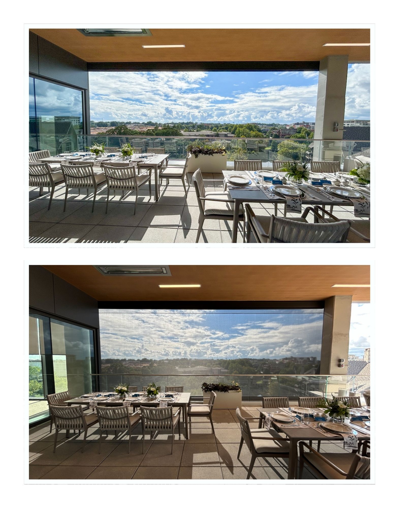 7th floor dining terrace with and without screen